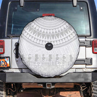 Niue White Sunday Spare Tire Cover Tapu Fanau Ia Puakenikeni Hiapo Pattern LT14 White - Polynesian Pride