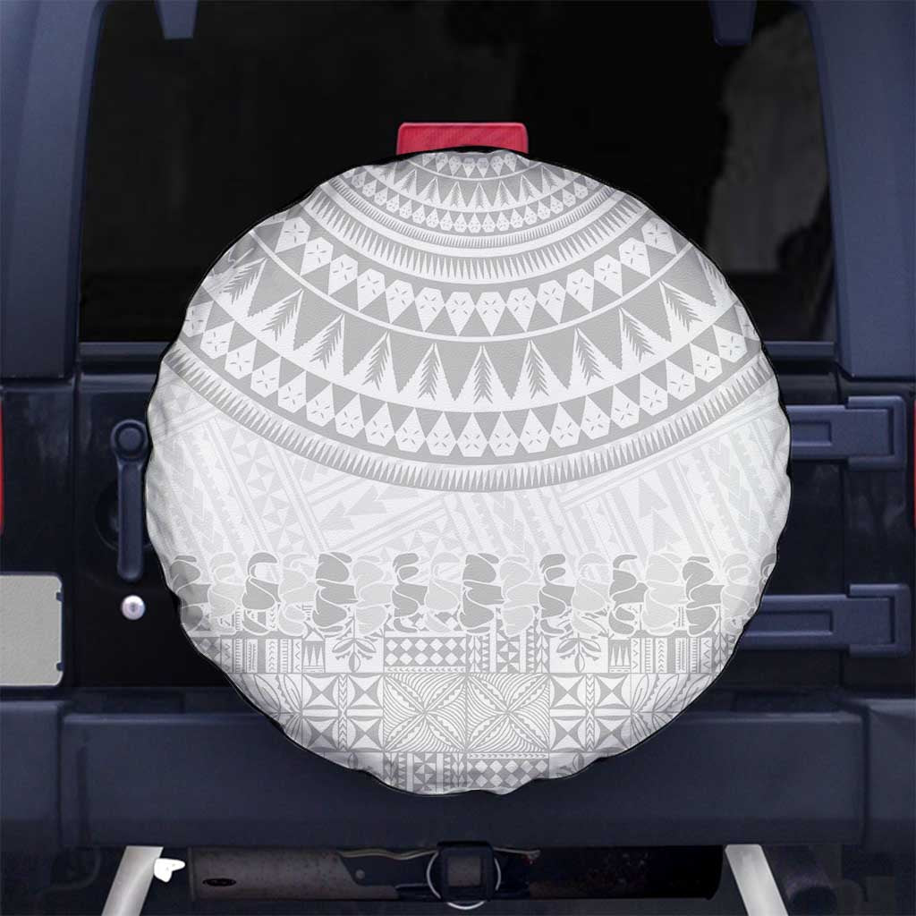 Niue White Sunday Spare Tire Cover Tapu Fanau Ia Puakenikeni Hiapo Pattern LT14 No hole White - Polynesian Pride