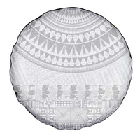 Niue White Sunday Spare Tire Cover Tapu Fanau Ia Puakenikeni Hiapo Pattern LT14 - Polynesian Pride