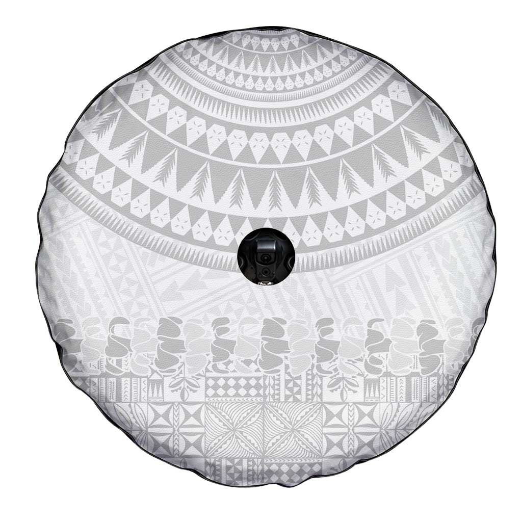 Niue White Sunday Spare Tire Cover Tapu Fanau Ia Puakenikeni Hiapo Pattern LT14 - Polynesian Pride
