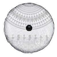 Niue White Sunday Spare Tire Cover Tapu Fanau Ia Puakenikeni Hiapo Pattern LT14 - Polynesian Pride