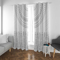 Niue White Sunday Window Curtain Tapu Fanau Ia Puakenikeni Hiapo Pattern - Polynesian Pride