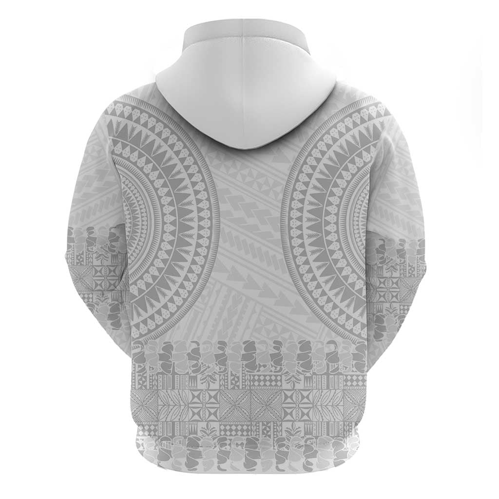 Niue White Sunday Zip Hoodie Tapu Fanau Ia Puakenikeni Hiapo Pattern LT14 - Polynesian Pride
