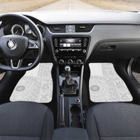 Niue White Sunday Car Mats Half Hiapo Pattern Vibes - Polynesian Pride
