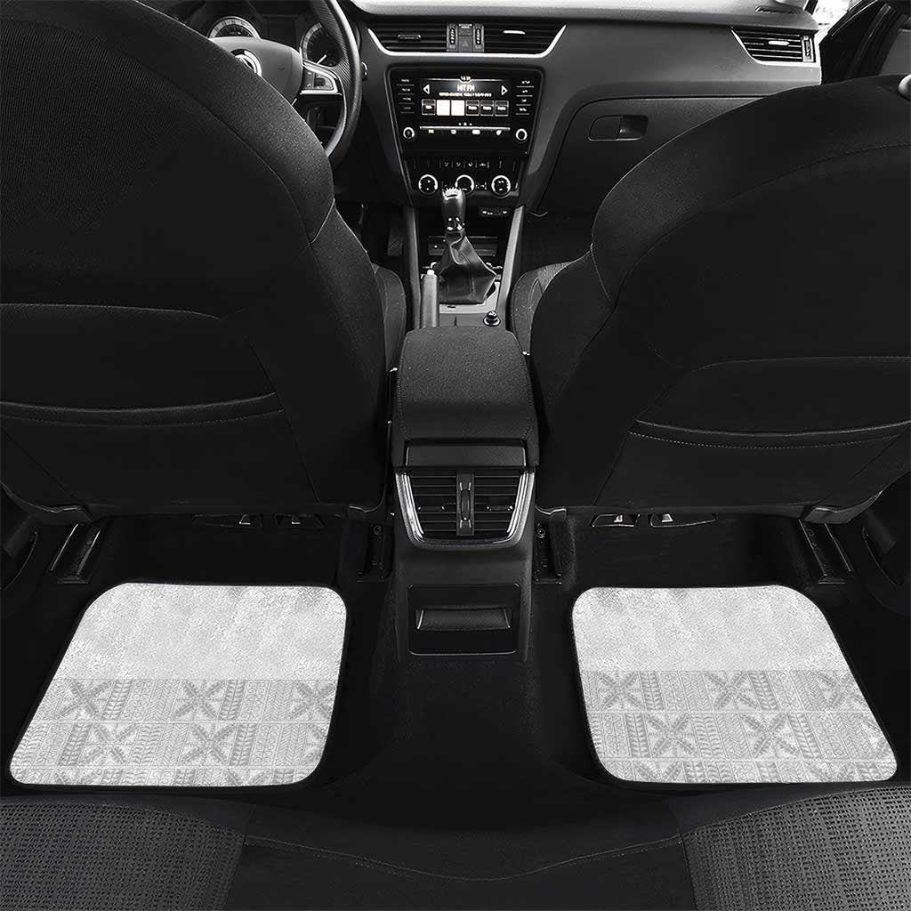 Niue White Sunday Car Mats Half Hiapo Pattern Vibes - Polynesian Pride