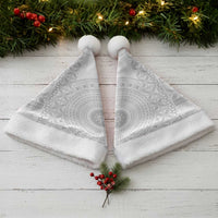 Niue White Sunday Christmas Santa Hat Half Hiapo Pattern Vibes - Polynesian Pride