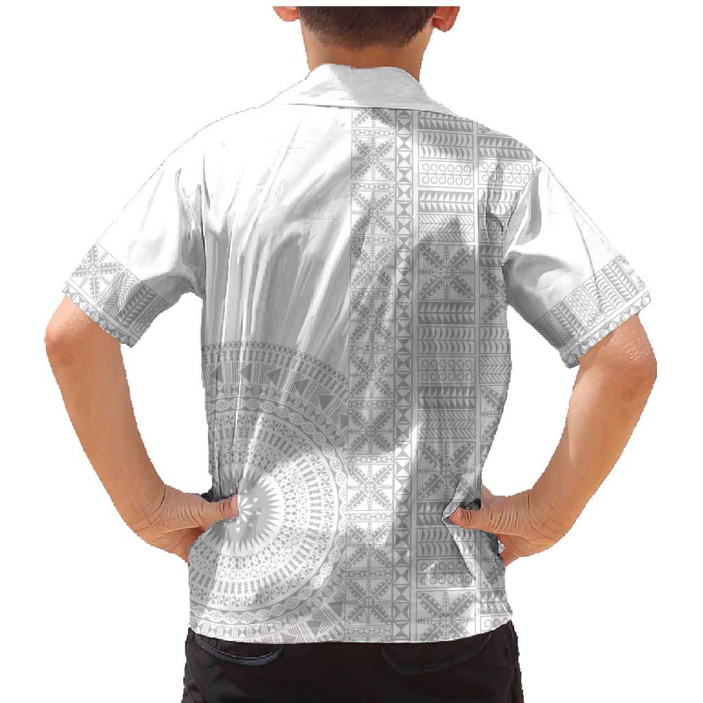 Niue White Sunday Family Matching Mermaid Dress and Hawaiian Shirt Half Hiapo Pattern Vibes LT14 - Polynesian Pride