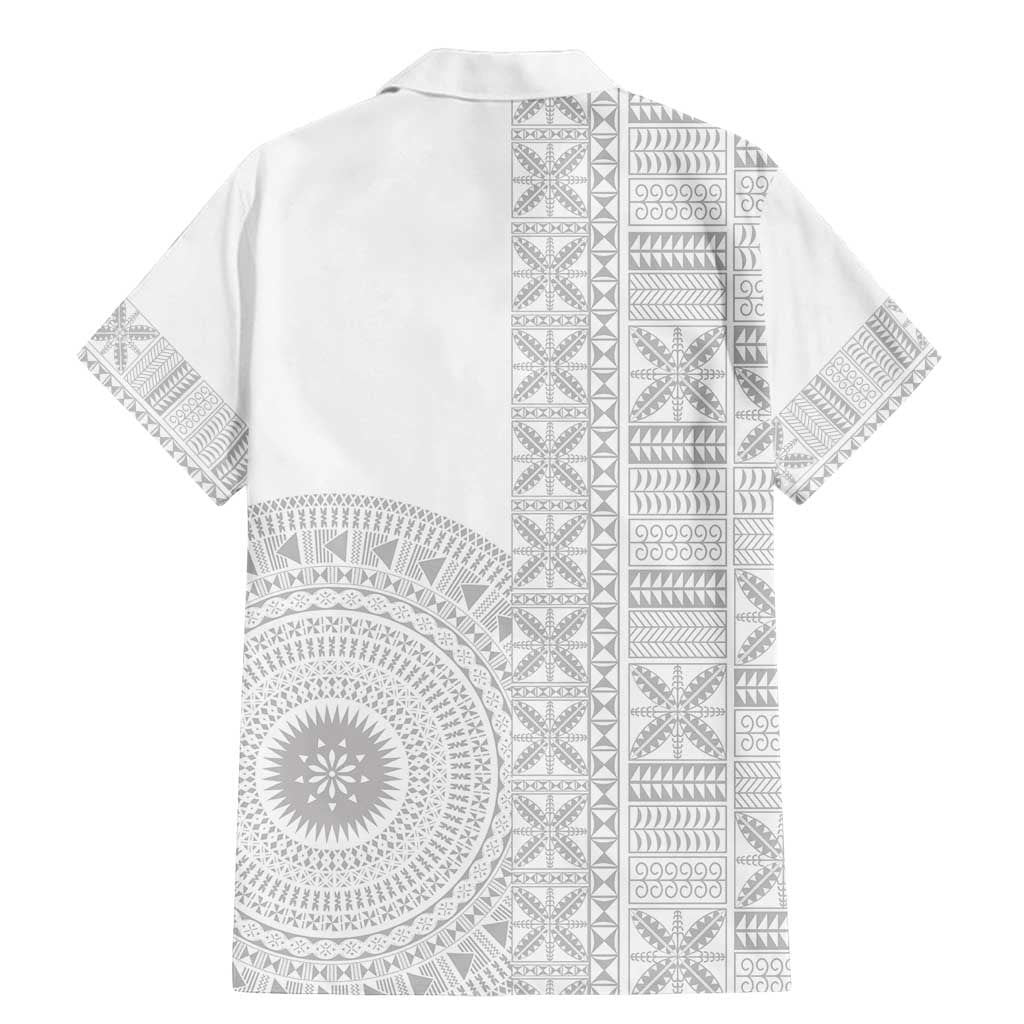 Niue White Sunday Family Matching Mermaid Dress and Hawaiian Shirt Half Hiapo Pattern Vibes LT14 - Polynesian Pride