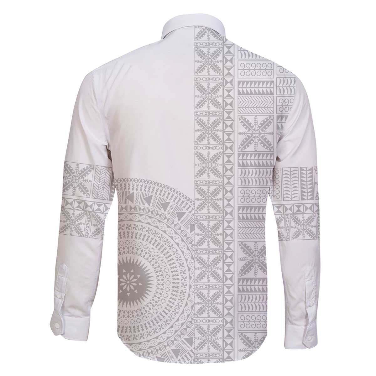 Niue White Sunday Family Matching Off The Shoulder Long Sleeve Dress and Hawaiian Shirt Half Hiapo Pattern Vibes LT14 - Polynesian Pride