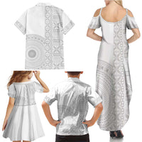 Niue White Sunday Family Matching Summer Maxi Dress and Hawaiian Shirt Half Hiapo Pattern Vibes LT14 - Polynesian Pride