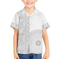 Niue White Sunday Kid Hawaiian Shirt Half Hiapo Pattern Vibes LT14 Kid White - Polynesian Pride