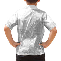 Niue White Sunday Kid Hawaiian Shirt Half Hiapo Pattern Vibes LT14 - Polynesian Pride