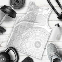 Niue White Sunday Men Tank Top Half Hiapo Pattern Vibes - Polynesian Pride