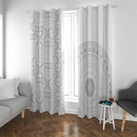 Niue White Sunday Window Curtain Half Hiapo Pattern Vibes - Polynesian Pride