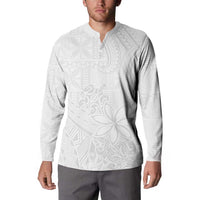 Tapu Fanau Ia Niue Button Sweatshirt Happy White Sunday Unique Hiapo - Polynesian Pride