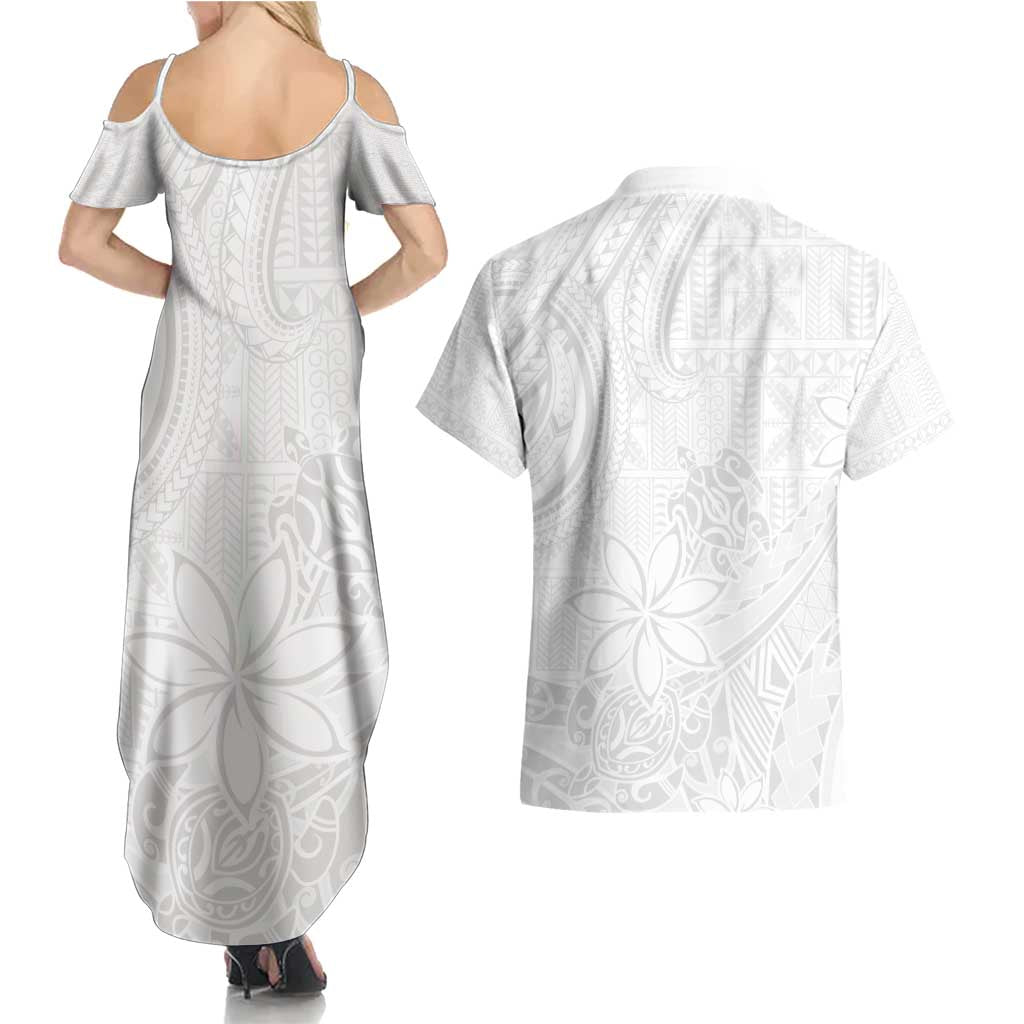 Tapu Fanau Ia Niue Couples Matching Summer Maxi Dress and Hawaiian Shirt Happy White Sunday Unique Hiapo LT14 - Polynesian Pride