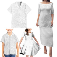 Tapu Fanau Ia Niue Family Matching Puletasi and Hawaiian Shirt Happy White Sunday Unique Hiapo LT14 - Polynesian Pride