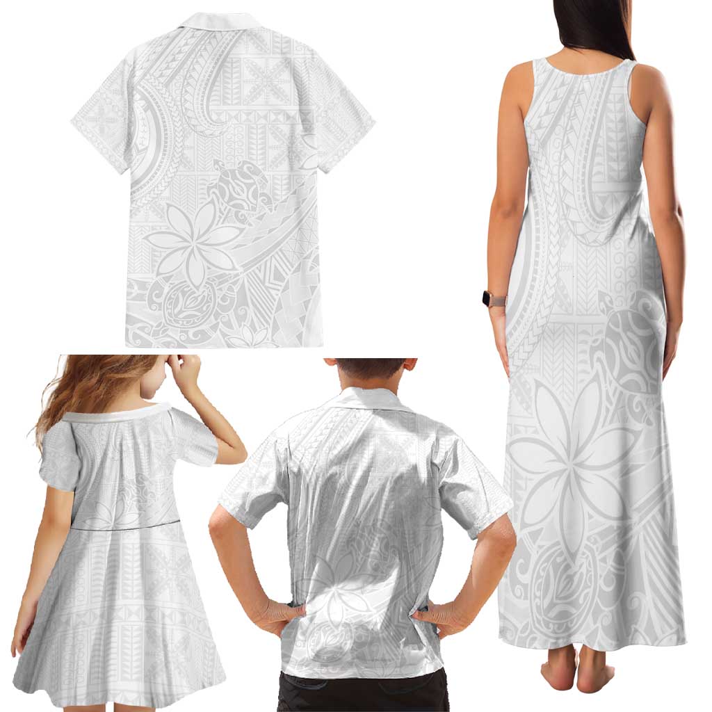 Tapu Fanau Ia Niue Family Matching Tank Maxi Dress and Hawaiian Shirt Happy White Sunday Unique Hiapo LT14 - Polynesian Pride