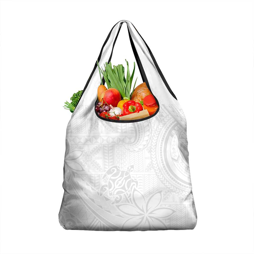 Tapu Fanau Ia Niue Grocery Bag Happy White Sunday Unique Hiapo - Polynesian Pride