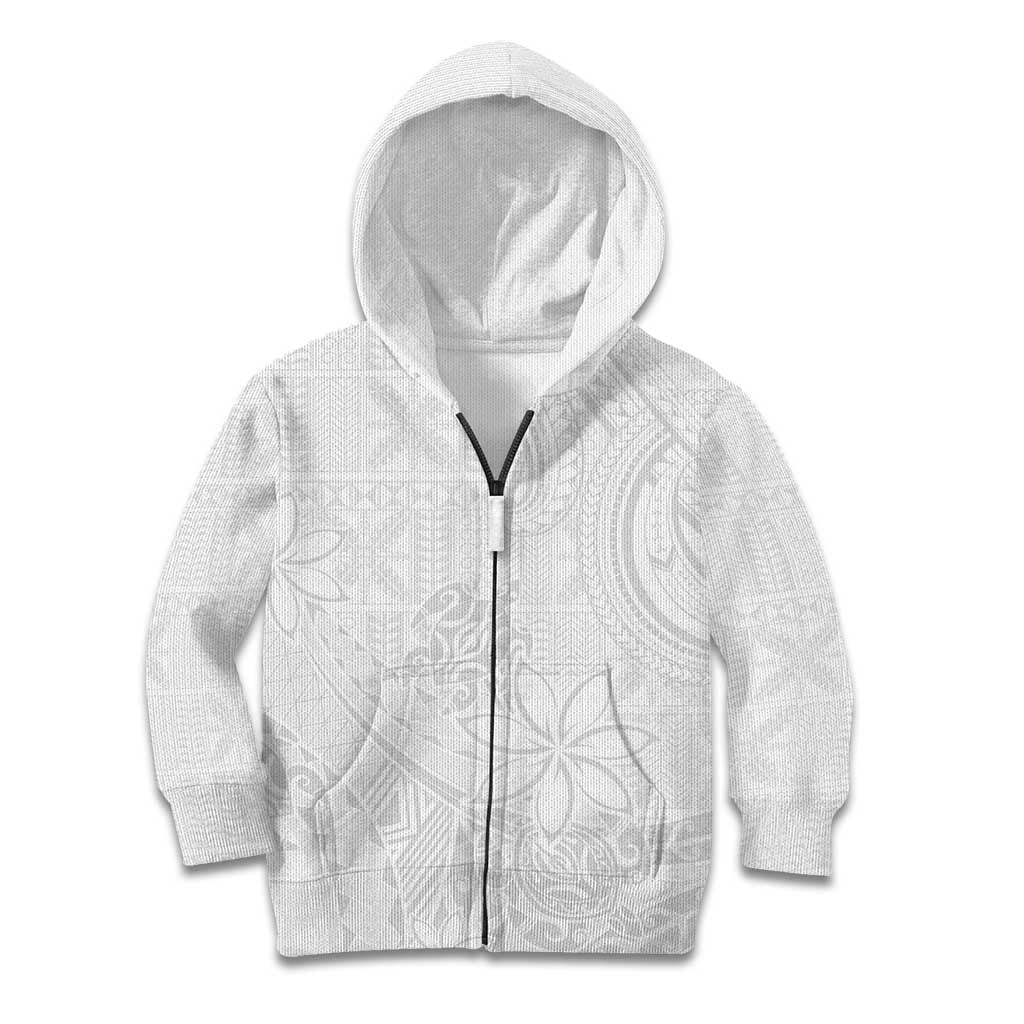 Tapu Fanau Ia Niue Kid Hoodie Happy White Sunday Unique Hiapo LT14 Zip Hoodie White - Polynesian Pride