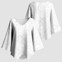 Tapu Fanau Ia Niue Kimono Sleeve Blouse Happy White Sunday Unique Hiapo LT14 - Polynesian Pride