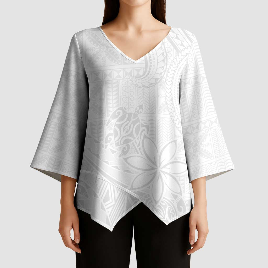 Tapu Fanau Ia Niue Kimono Sleeve Blouse Happy White Sunday Unique Hiapo LT14 - Polynesian Pride