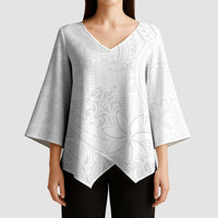 Tapu Fanau Ia Niue Kimono Sleeve Blouse Happy White Sunday Unique Hiapo LT14 - Polynesian Pride