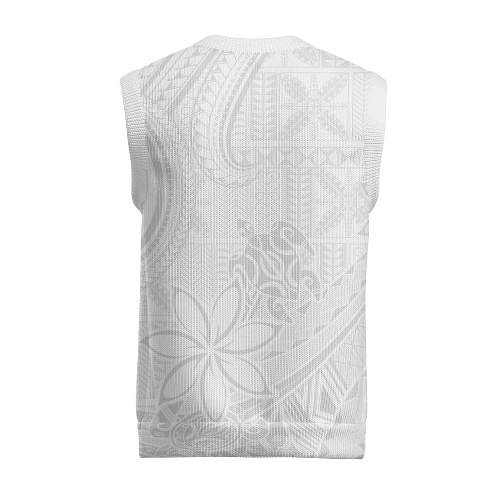 Tapu Fanau Ia Niue Christmas Knitted V-Neck Vest Happy White Sunday Unique Hiapo LT14 - Polynesian Pride