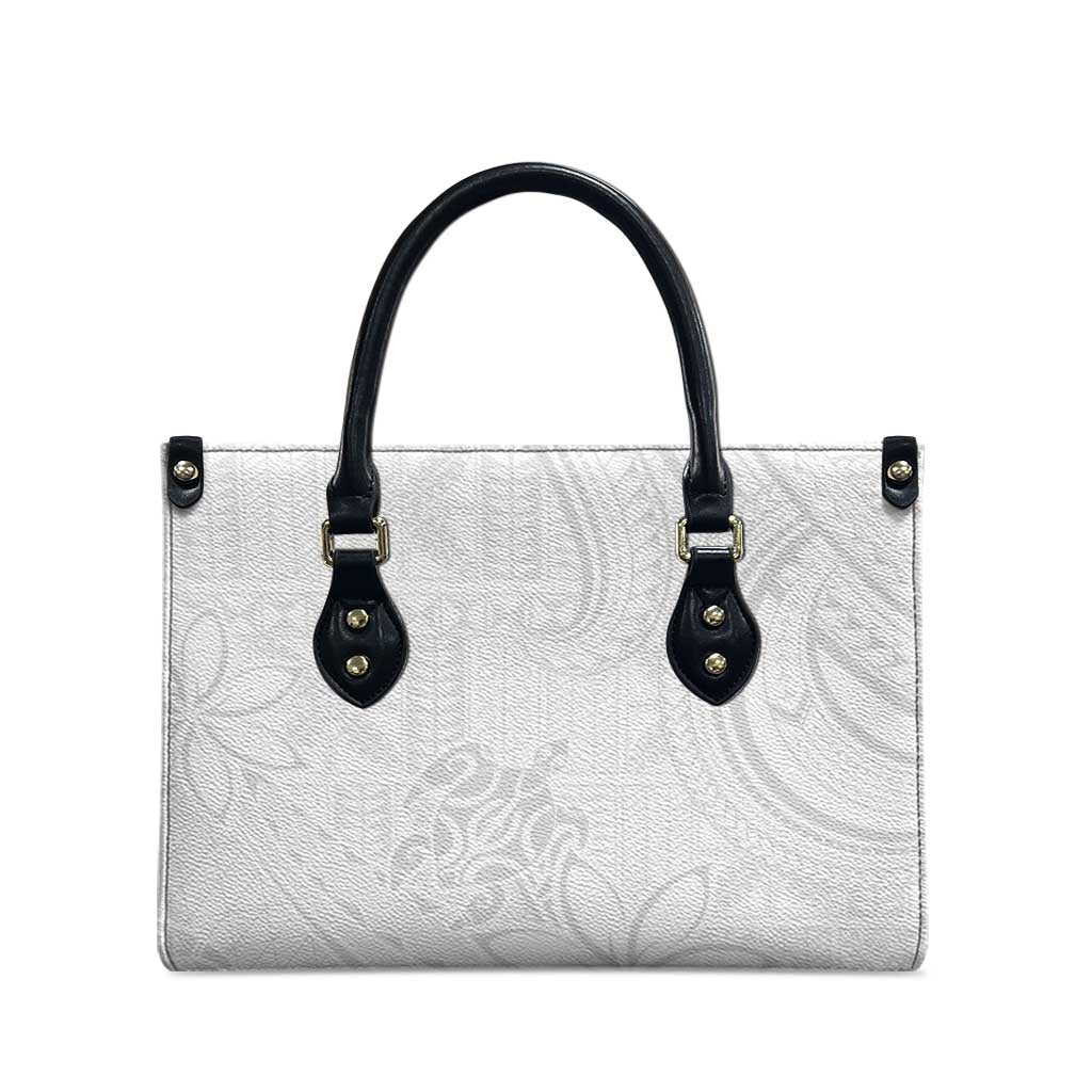 Tapu Fanau Ia Niue Leather Bag Happy White Sunday Unique Hiapo - Polynesian Pride