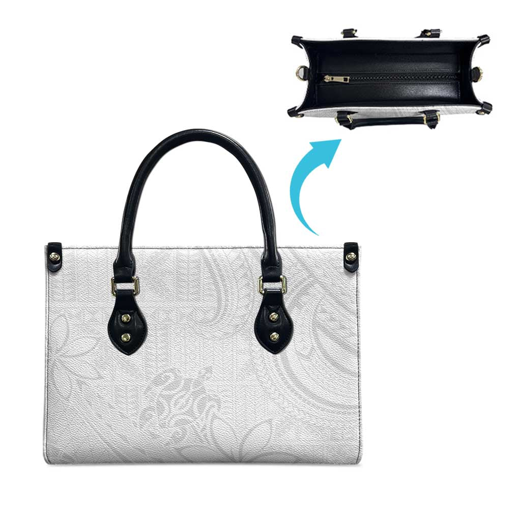Tapu Fanau Ia Niue Leather Bag Happy White Sunday Unique Hiapo - Polynesian Pride