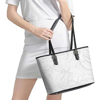 Tapu Fanau Ia Niue Leather Tote Bag Happy White Sunday Unique Hiapo LT14 - Polynesian Pride