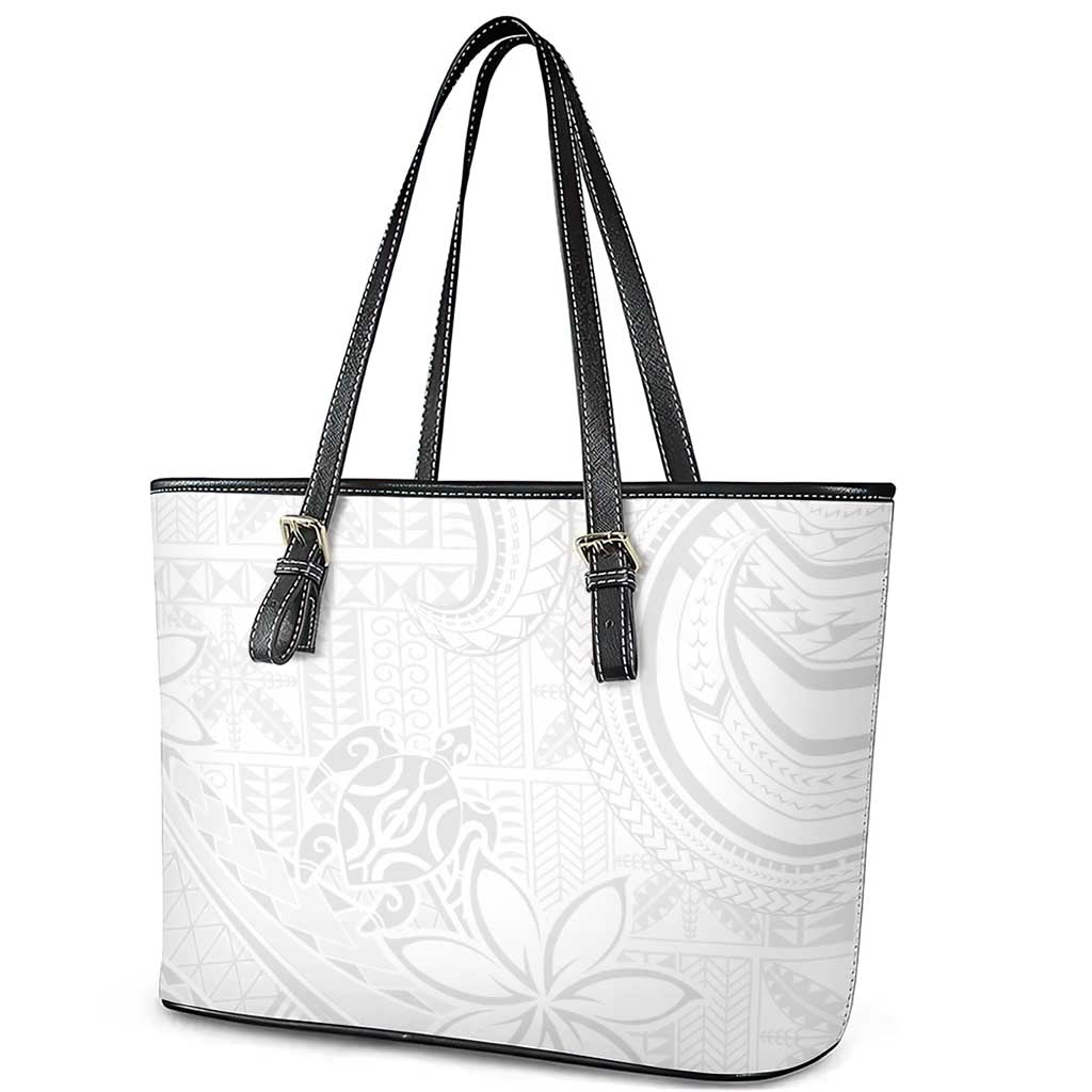 Tapu Fanau Ia Niue Leather Tote Bag Happy White Sunday Unique Hiapo LT14 - Polynesian Pride