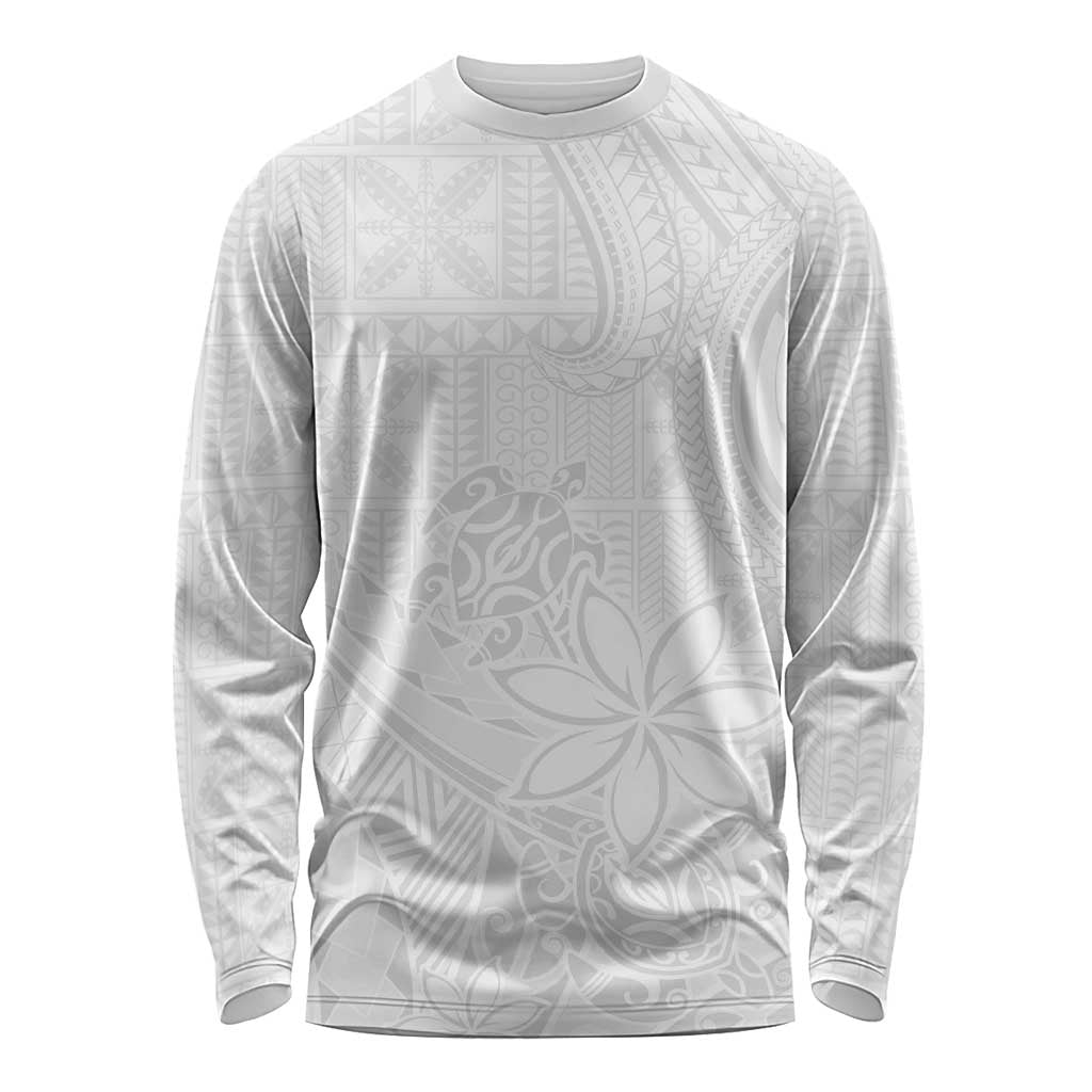 Tapu Fanau Ia Niue Long Sleeve Shirt Happy White Sunday Unique Hiapo LT14 Unisex White - Polynesian Pride