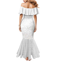 Tapu Fanau Ia Niue Mermaid Dress Happy White Sunday Unique Hiapo LT14 - Polynesian Pride