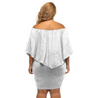 Tapu Fanau Ia Niue Off Shoulder Short Dress Happy White Sunday Unique Hiapo LT14 - Polynesian Pride