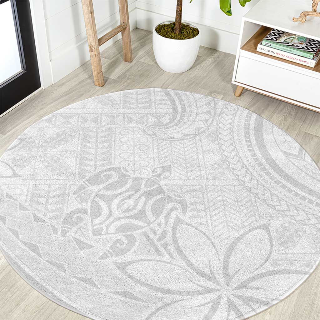 Tapu Fanau Ia Niue Round Carpet Happy White Sunday Unique Hiapo - Polynesian Pride