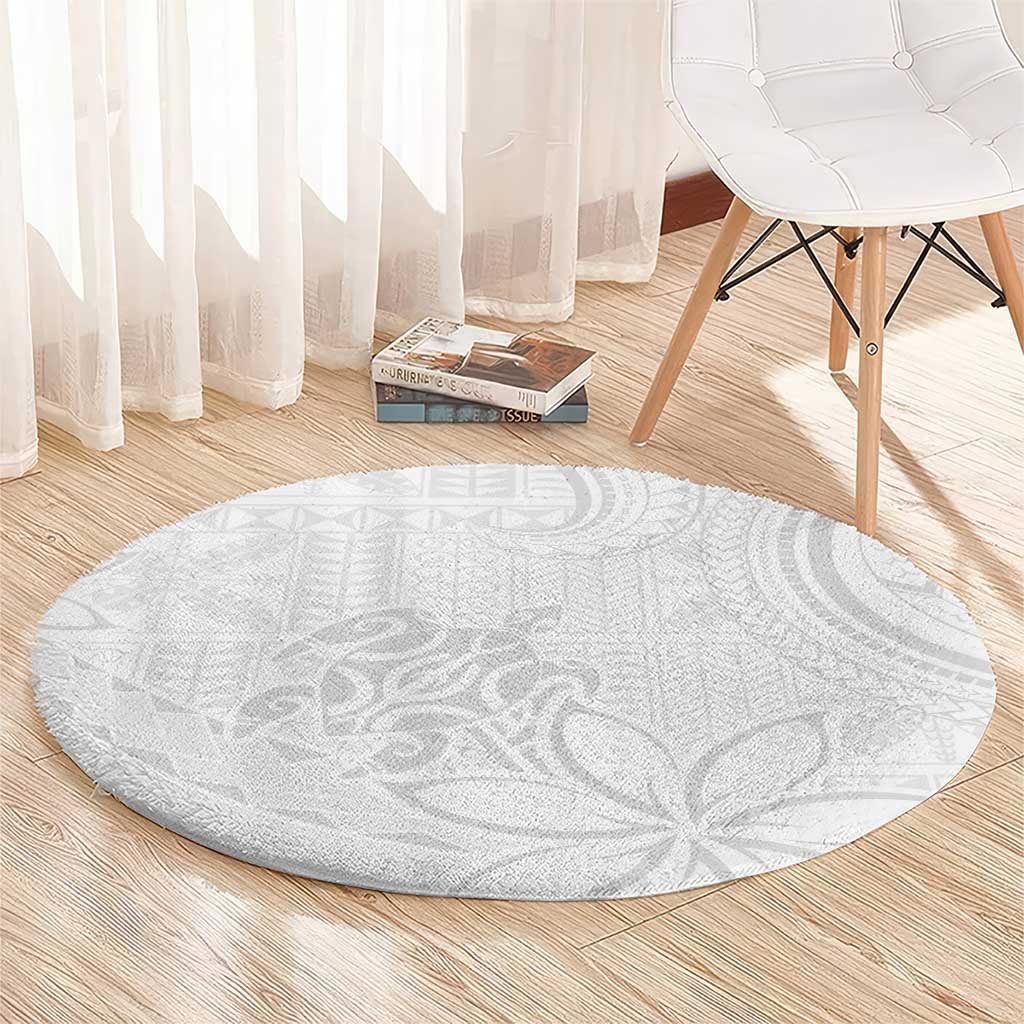 Tapu Fanau Ia Niue Round Carpet Happy White Sunday Unique Hiapo - Polynesian Pride