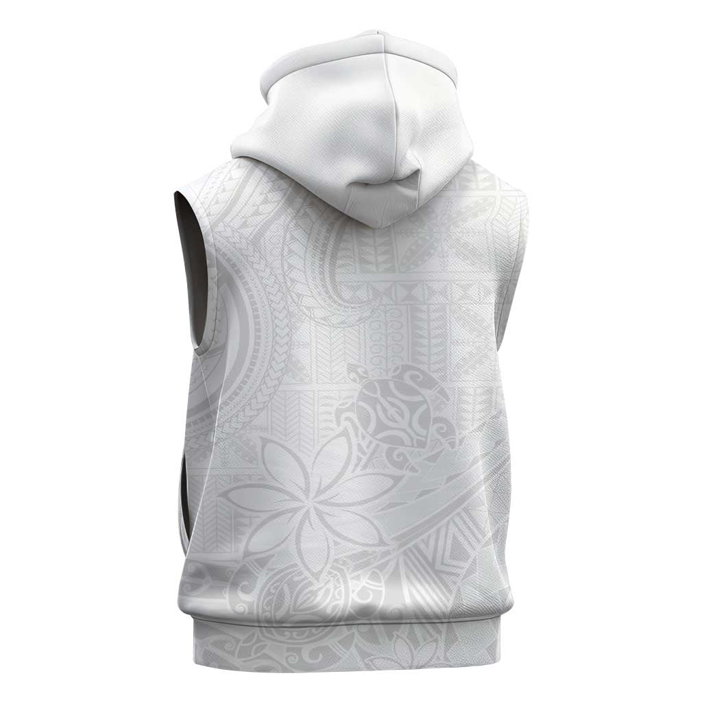 Tapu Fanau Ia Niue Sleeveless Zip Hoodie Happy White Sunday Unique Hiapo LT14 - Polynesian Pride