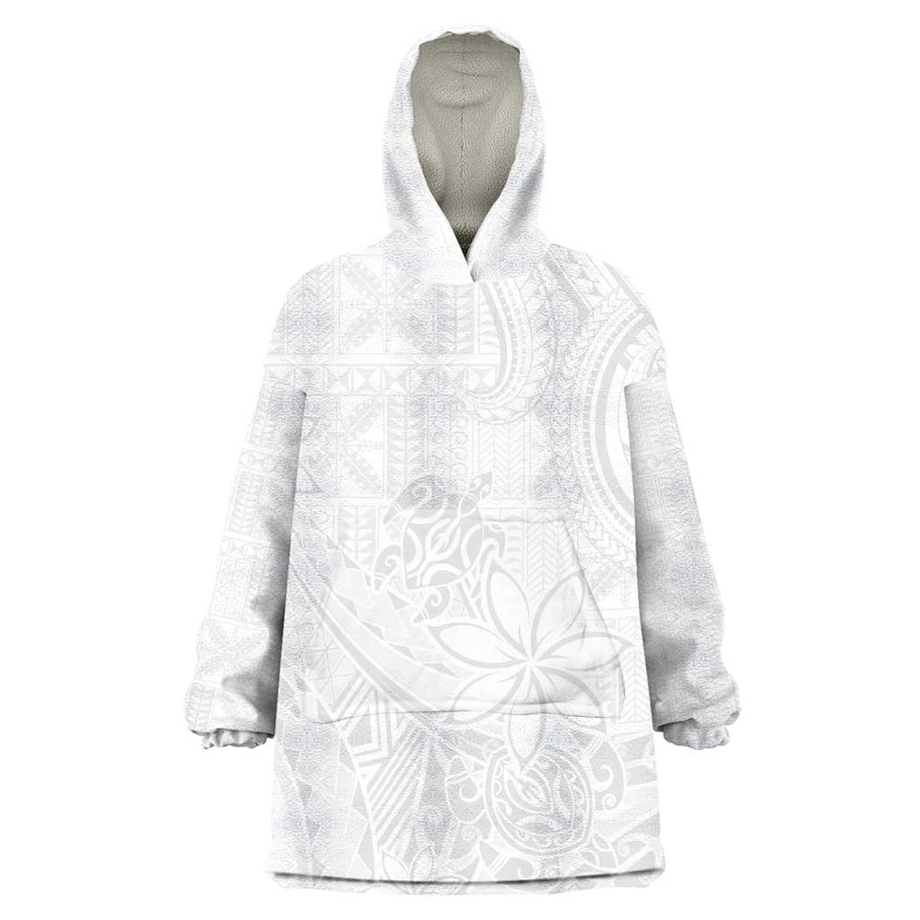 Tapu Fanau Ia Niue Wearable Blanket Hoodie Happy White Sunday Unique Hiapo LT14 One Size White - Polynesian Pride