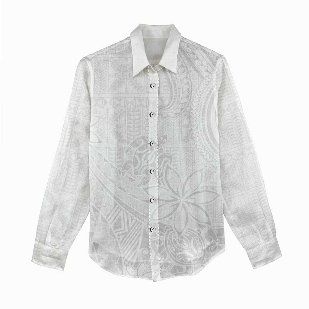 Tapu Fanau Ia Niue Women Casual Shirt Happy White Sunday Unique Hiapo LT14 - Polynesian Pride