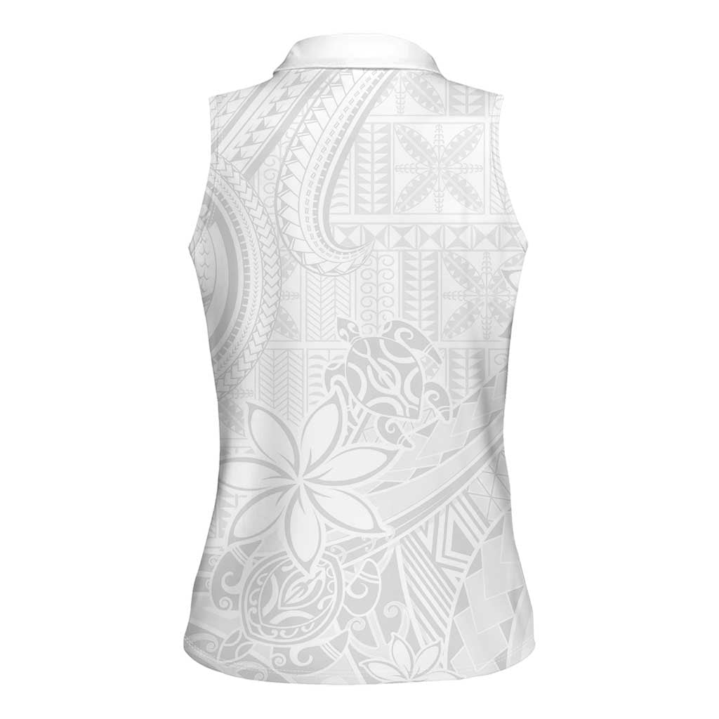 Tapu Fanau Ia Niue Women Sleeveless Polo Shirt Happy White Sunday Unique Hiapo LT14 - Polynesian Pride