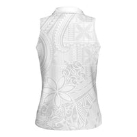 Tapu Fanau Ia Niue Women Sleeveless Polo Shirt Happy White Sunday Unique Hiapo LT14 - Polynesian Pride