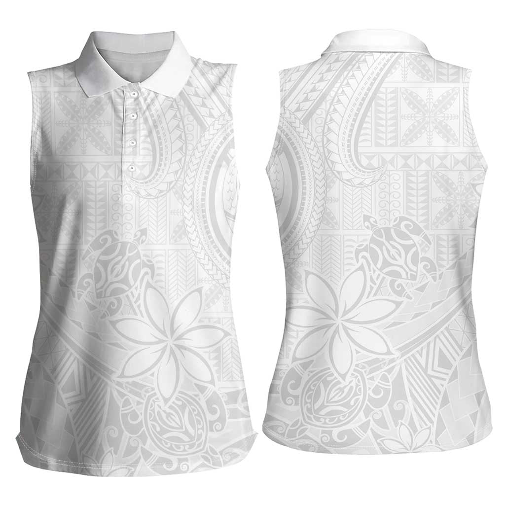 Tapu Fanau Ia Niue Women Sleeveless Polo Shirt Happy White Sunday Unique Hiapo LT14 - Polynesian Pride