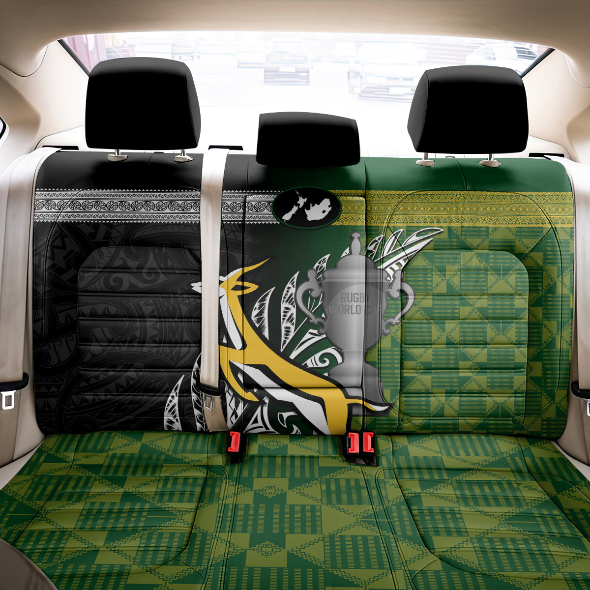 New Zealand and South Africa Rugby Back Car Seat Cover 2023 World Cup Final All Black Springboks Together LT14 - Polynesian Pride
