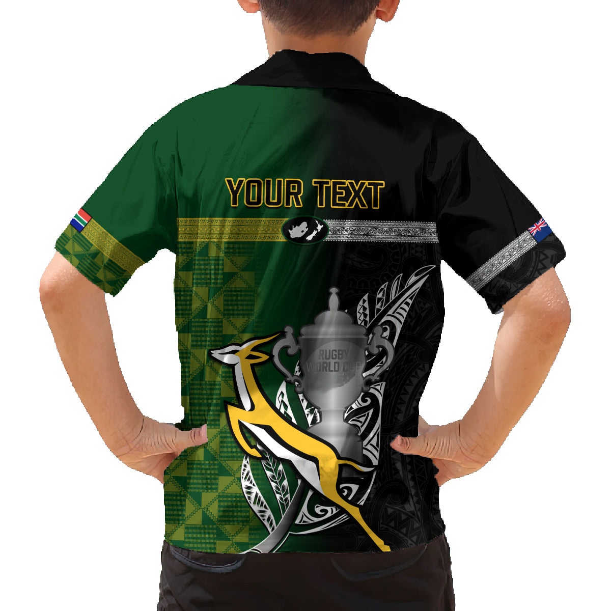 Personalised New Zealand and South Africa Rugby Family Matching Tank Maxi Dress and Hawaiian Shirt 2023 World Cup Final All Black Springboks Together LT14 - Polynesian Pride