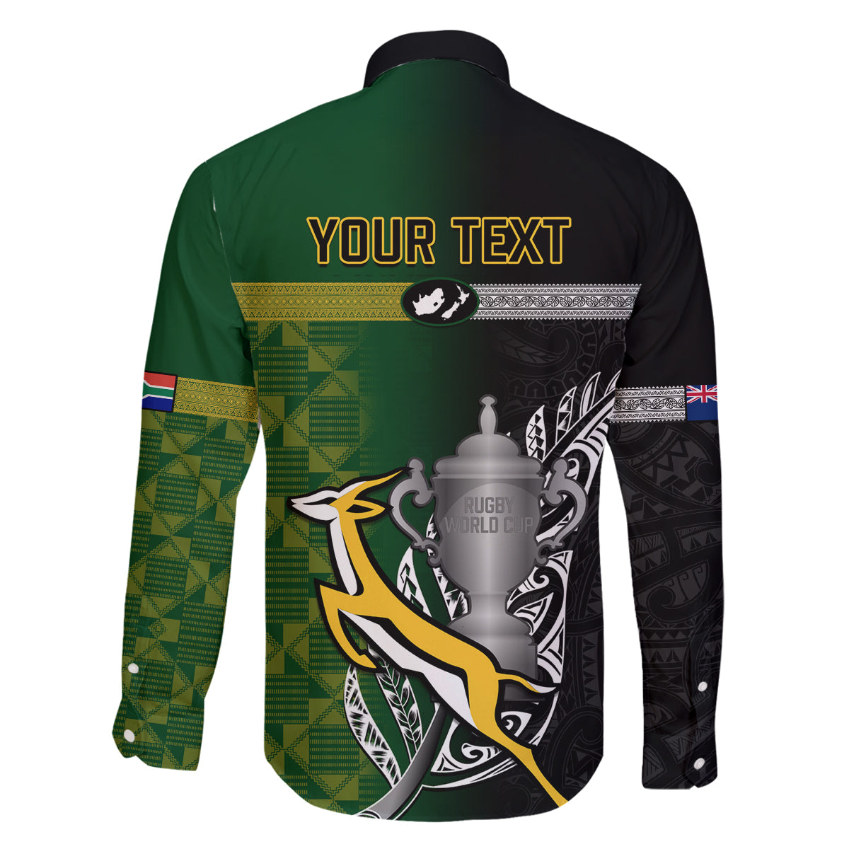 Personalised New Zealand and South Africa Rugby Family Matching Tank Maxi Dress and Hawaiian Shirt 2023 World Cup Final All Black Springboks Together LT14 - Polynesian Pride
