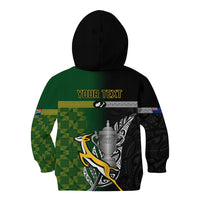 Personalised New Zealand and South Africa Rugby Kid Hoodie 2023 World Cup Final All Black Springboks Together LT14 - Polynesian Pride