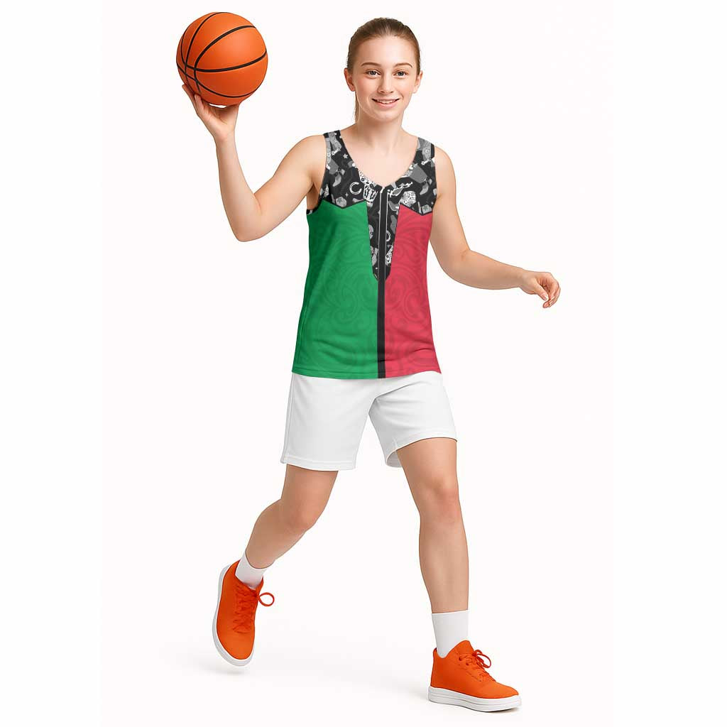 Vanuatu Cowboy Basketball Jersey Cowboy Symbols Split Stylized - Polynesian Pride