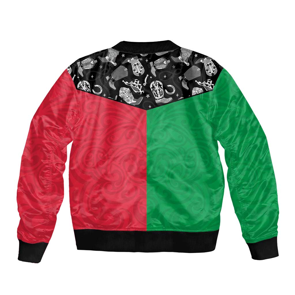 Vanuatu Cowboy Bomber Jacket Cowboy Symbols Split Stylized - Polynesian Pride