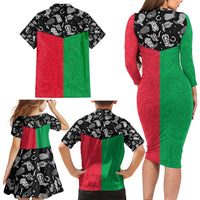 Vanuatu Cowboy Family Matching Long Sleeve Bodycon Dress and Hawaiian Shirt Cowboy Symbols Split Stylized LT14 - Polynesian Pride